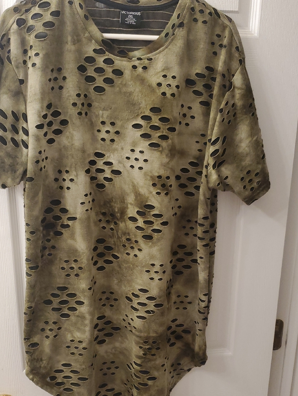 Olive Green Distressed Women's T-Shirt